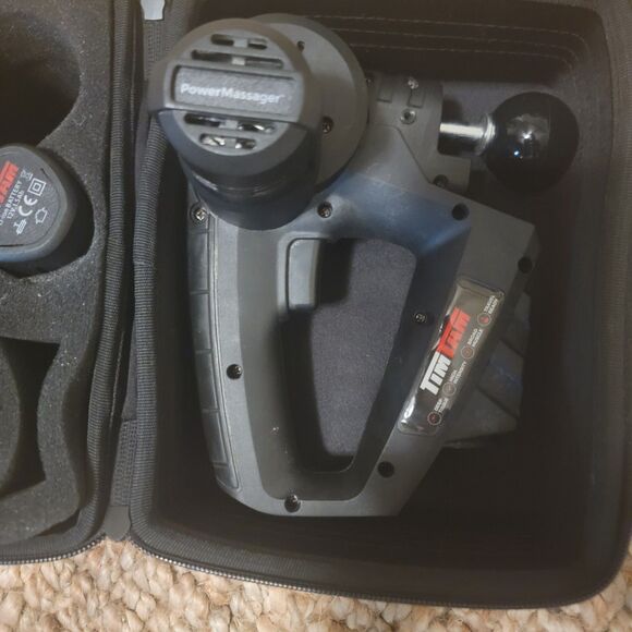 Tim Tam Black Power Massager Muscle Deep Tissue Cordless w Charger & Travel Case - Picture 5 of 14